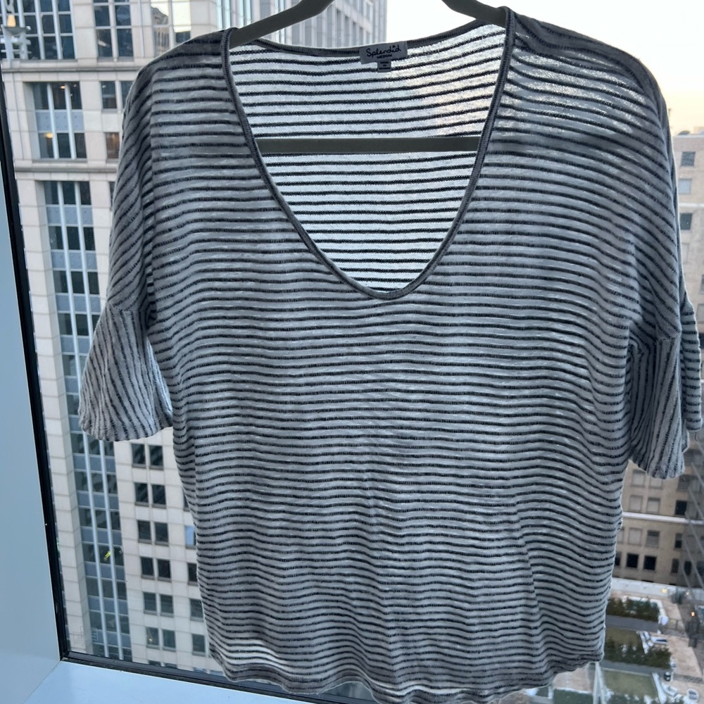 Splendid Striped Ruffle Sleeve T-Shirt
